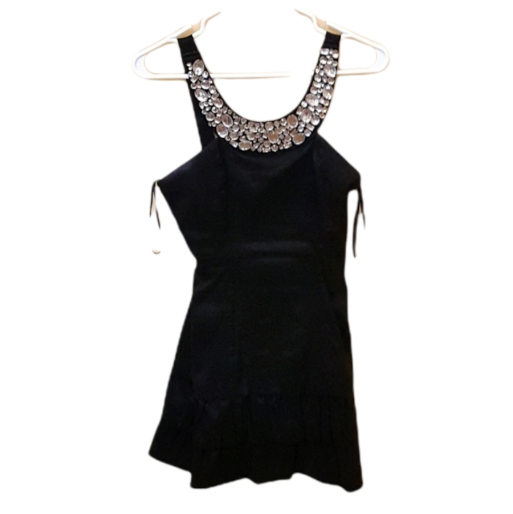 TABOO Black Rhinestone collar dress